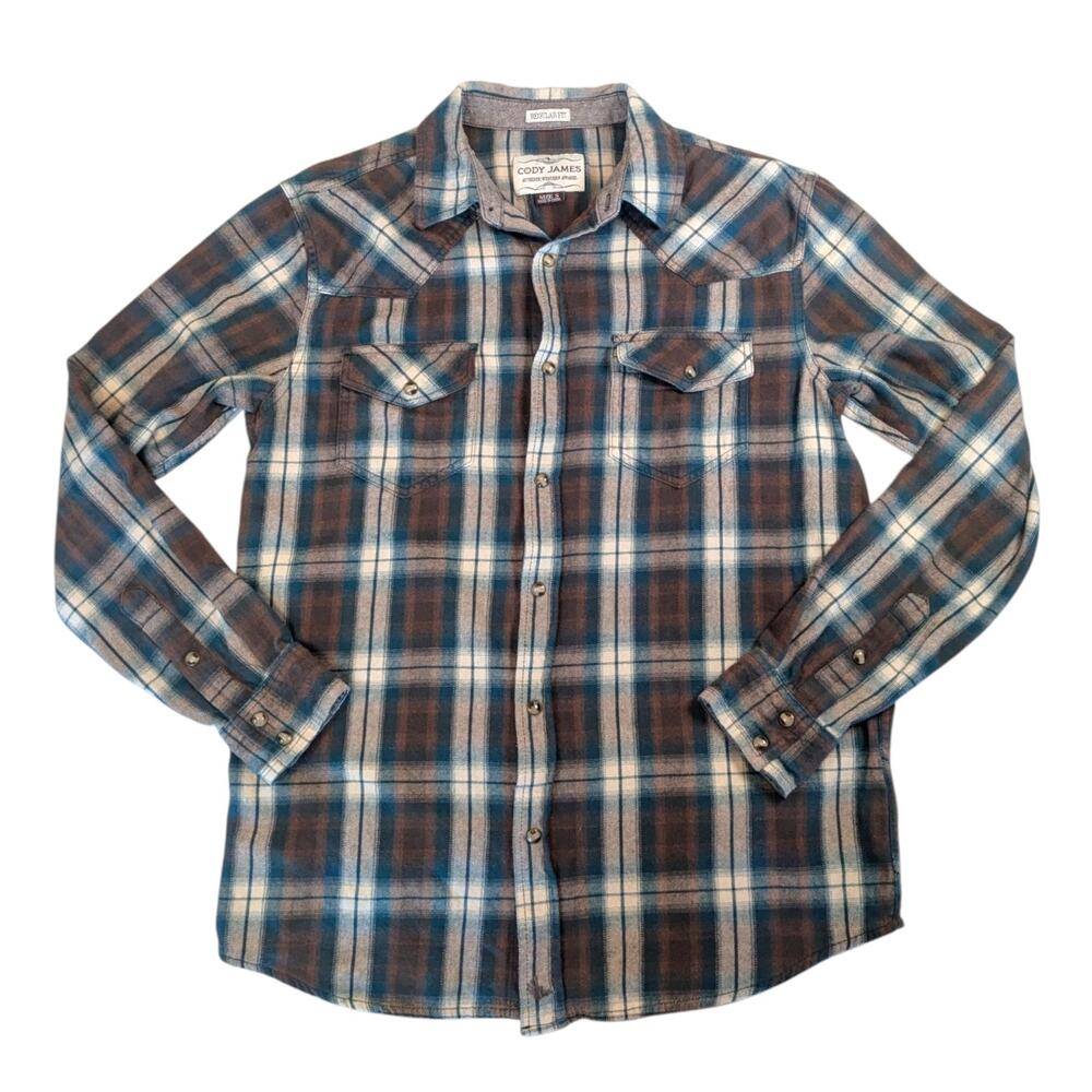 Cody James Brown Green Plaid Pearl Snap Western Cowboy Shirt Men’s Size Small